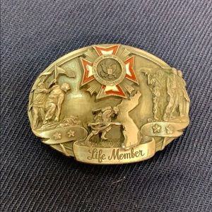 Vfw life member belt buckle